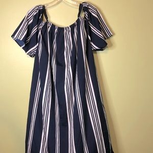 Indulge in Style Striped off the shoulder dress